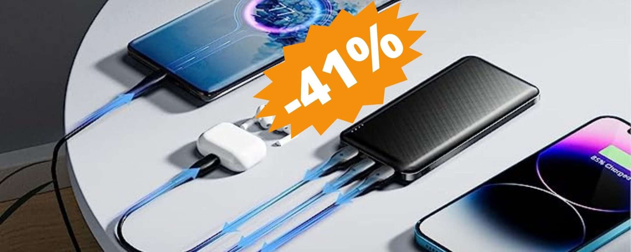 Power Bank da 10.000 mAh: sconto FOLLE del 41% + coupon sconto