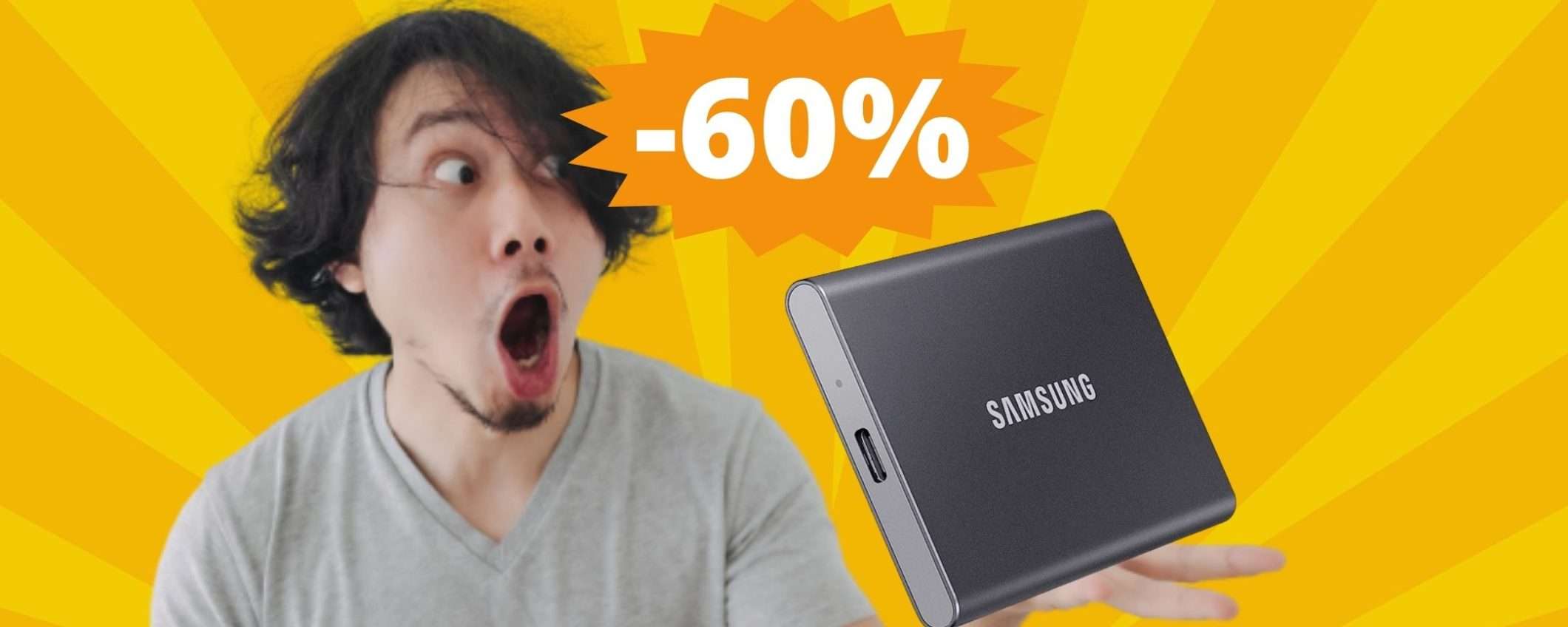 Samsung SSD T7 da 1TB: sconto FOLLE del 60% su Amazon