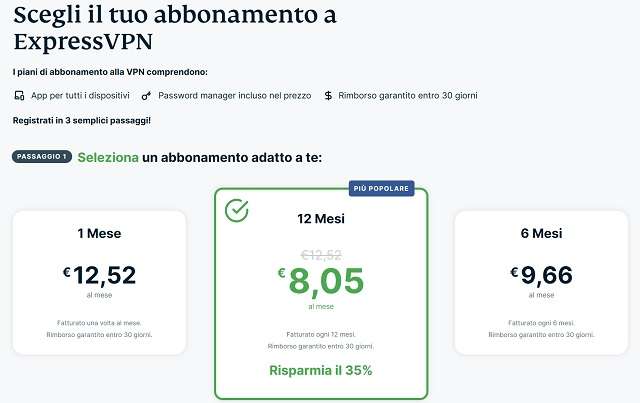 expressvpn piani mensili e annuali