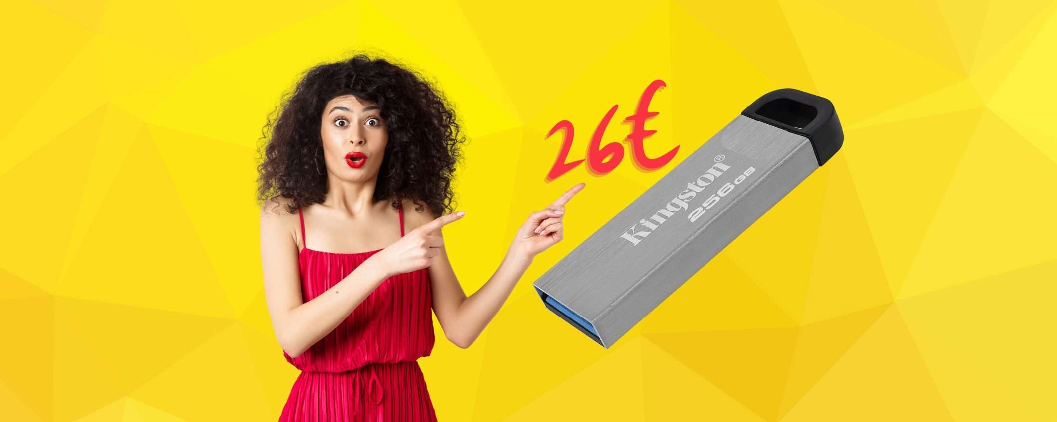 Kingston: chiavetta USB da 256GB SUPER VELOCE a 26€ su Amazon