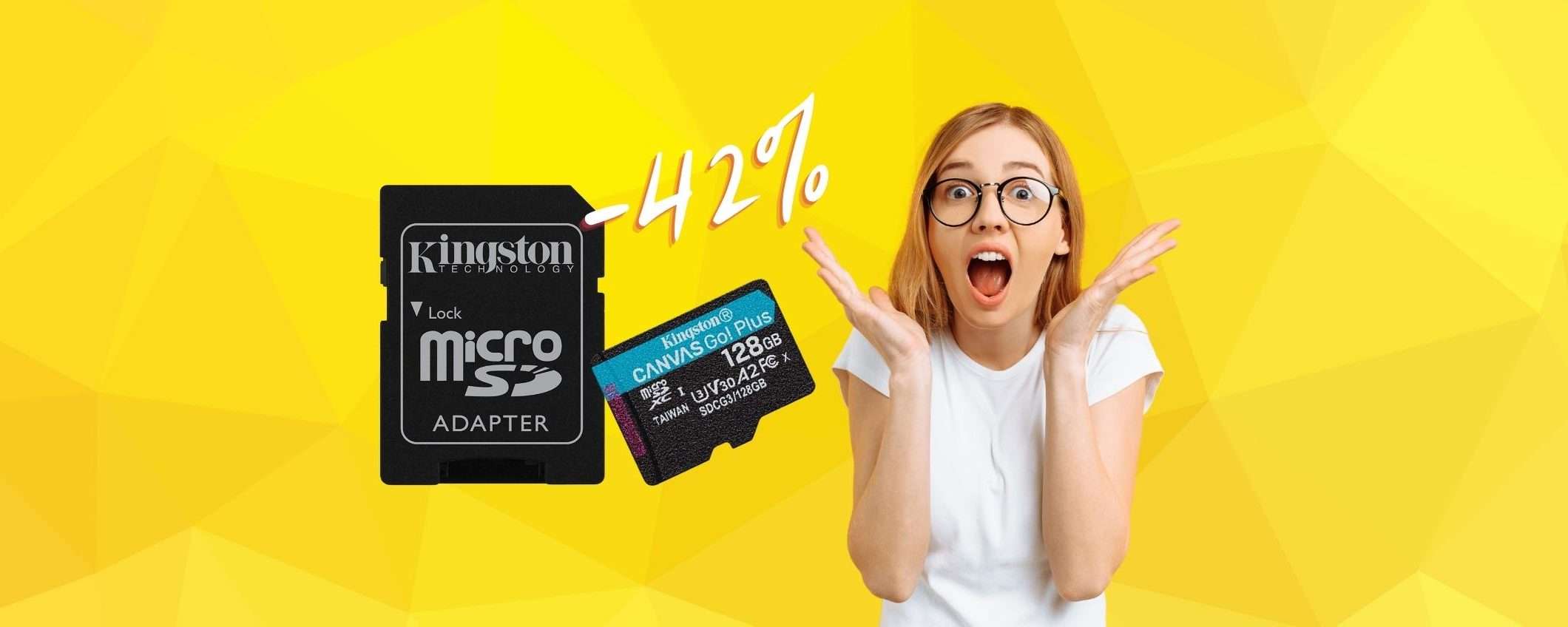 Kingston: microSD da 128GB con adattatore a MENO di 18€