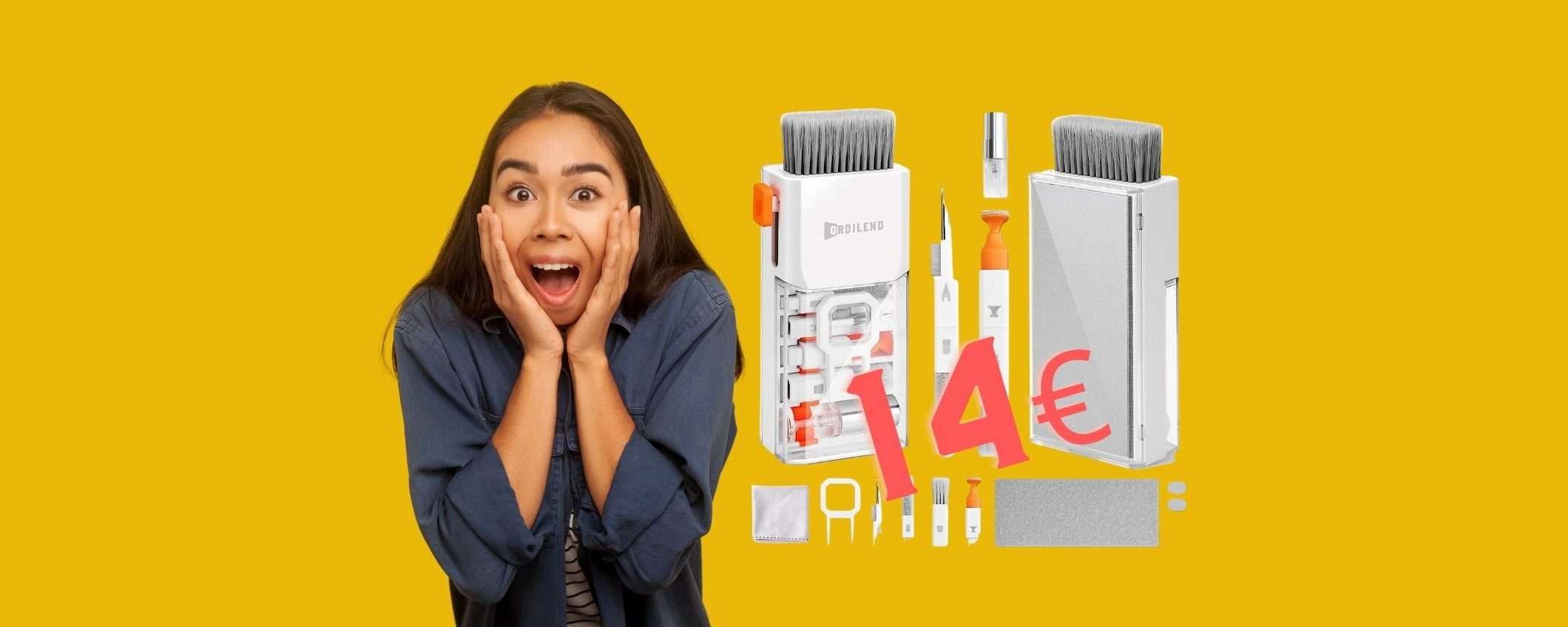 Kit 10 in 1 per pulire tastiere, schermi, AirPods e TANTO altro a 14€