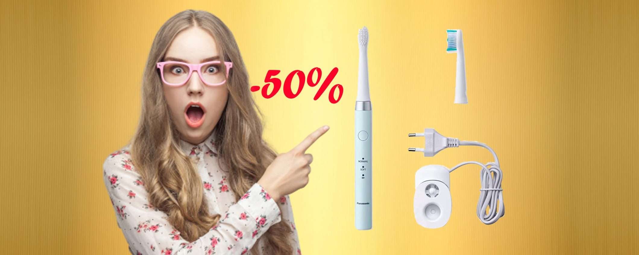 Spazzolino elettrico Panasonic oggi tuo con sconto TOP del 50% (Amazon)