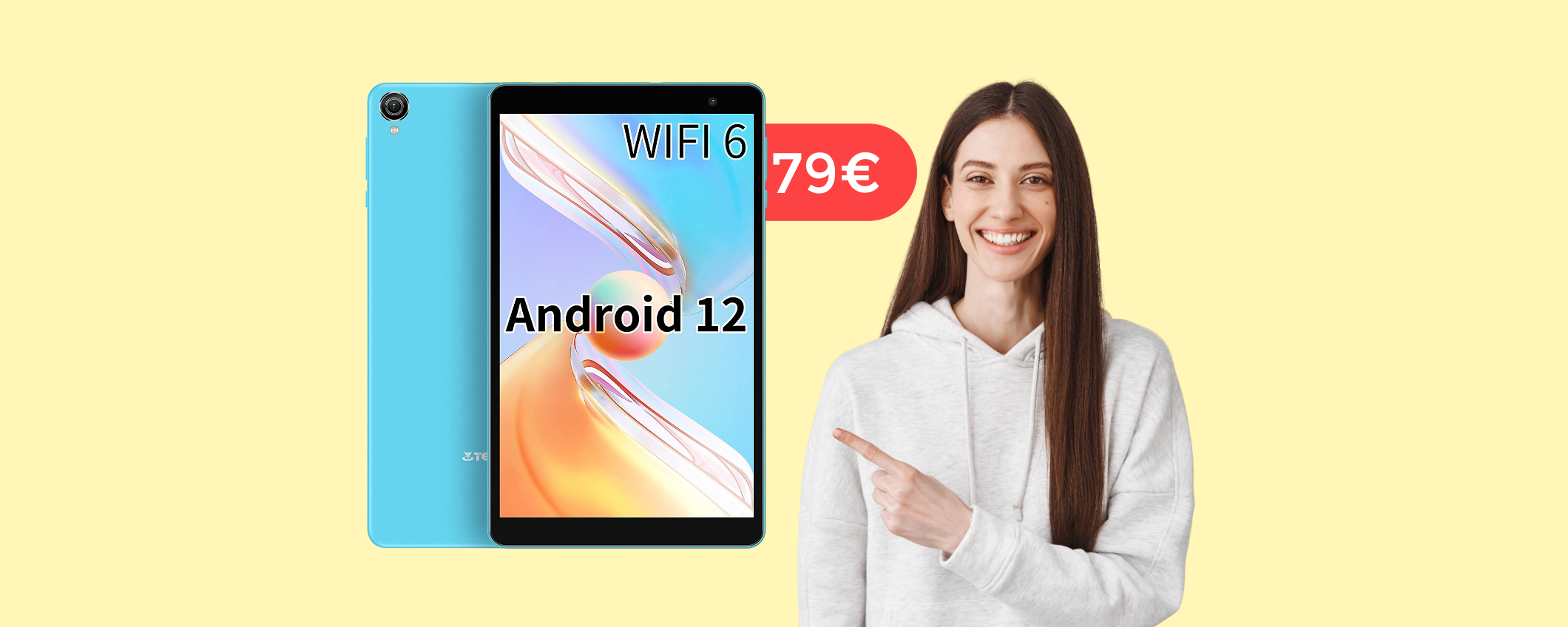 Tablet con display IPS da 8 pollici, WiFi 6 e USB Type C: PAZZIA a 79€