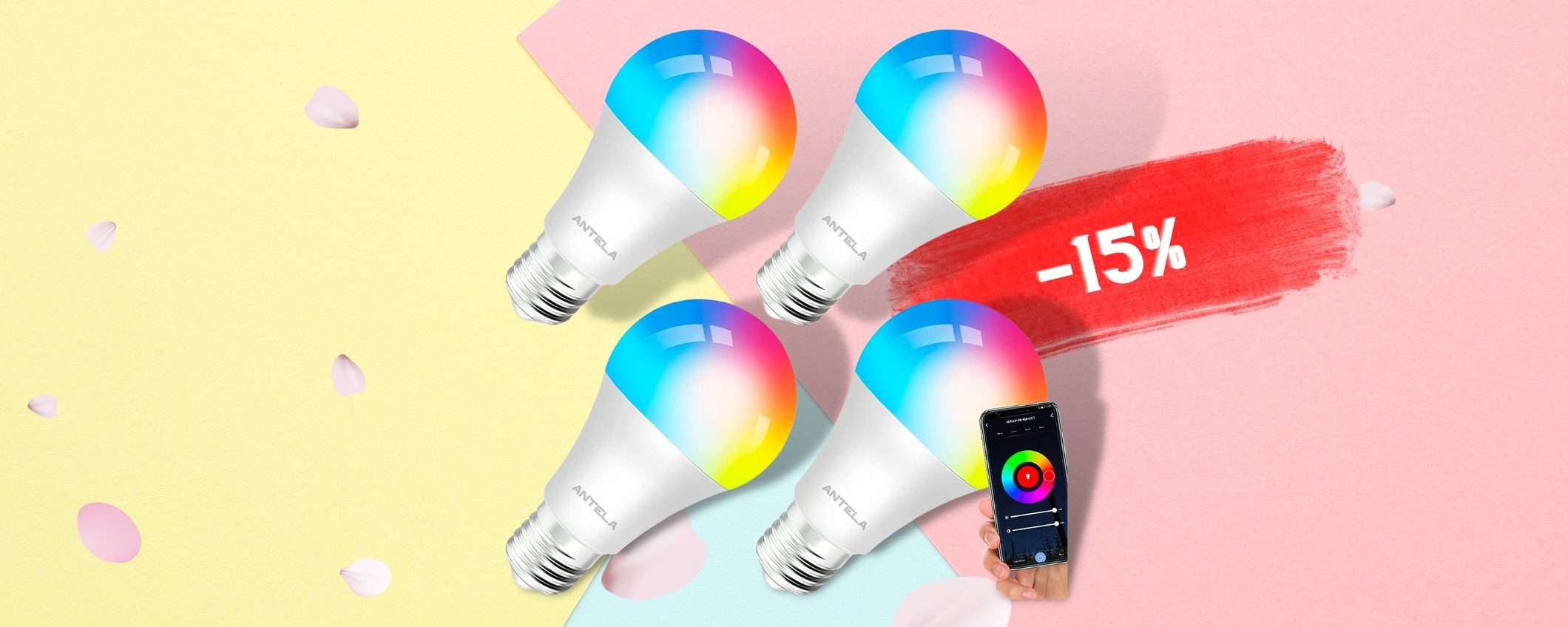 Anche le lampadine LED smart costano IL MINIMO: 4 pezzi, 15% di sconto