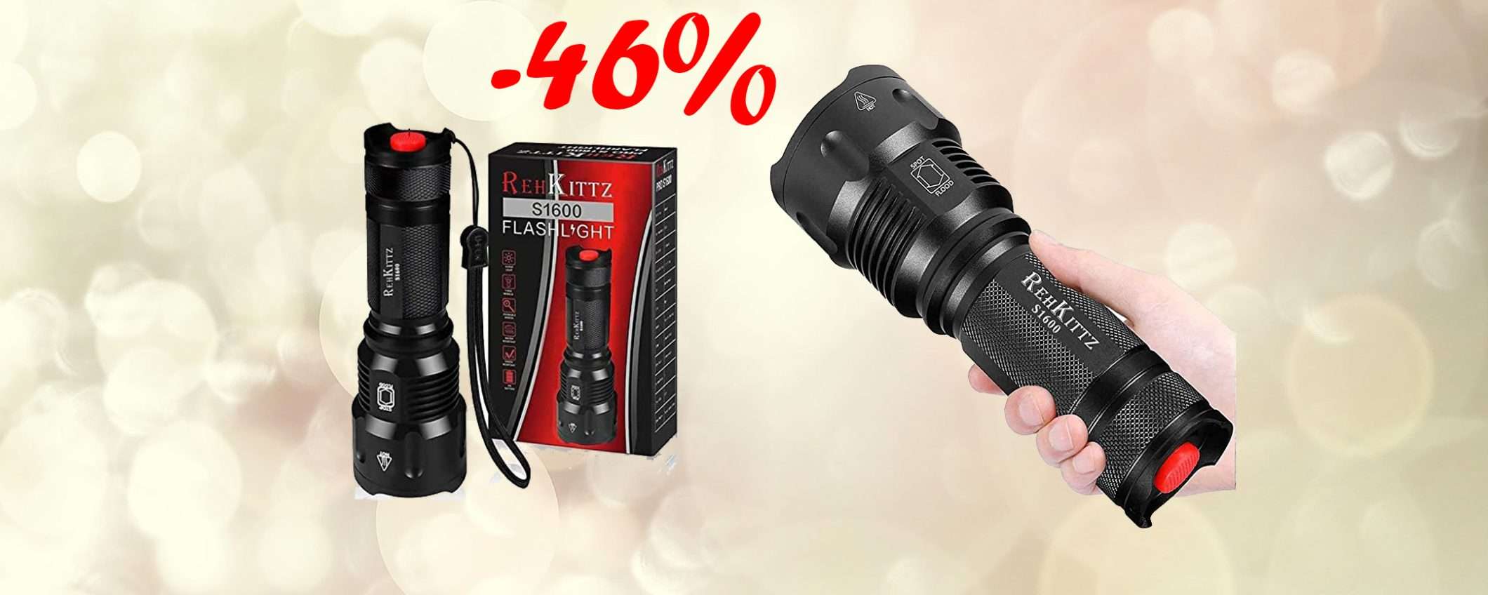 Torcia LED ad alta potenza: imperdibile con sconto del 46% su Amazon