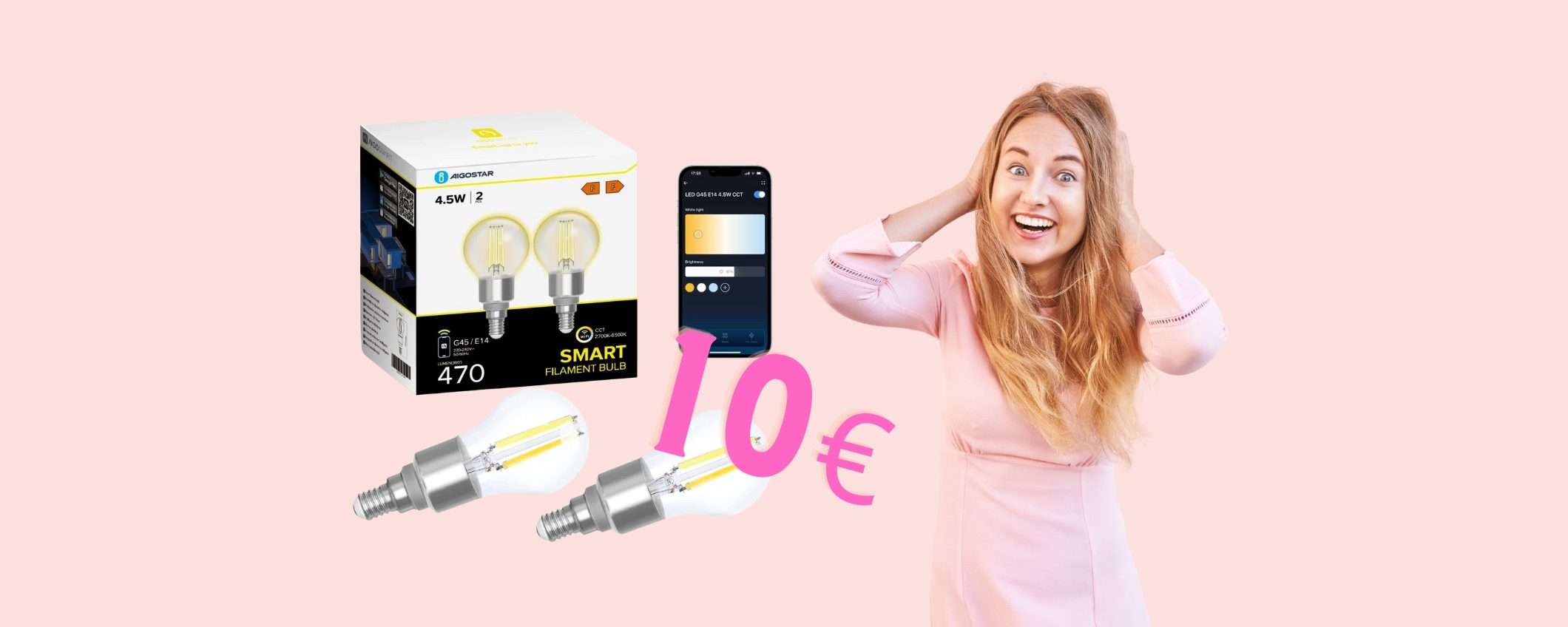 2 lampadine smart vintage compatibili con Alexa e Google Home a 10€