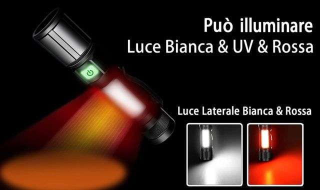 Luce bianca LED e Rossa Torcia 3 in 1