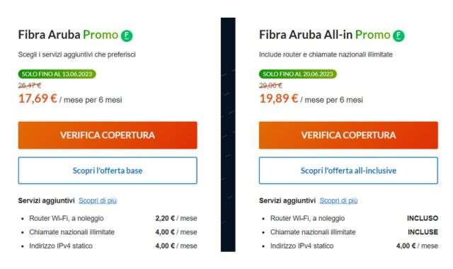 Offerte fibra aruba