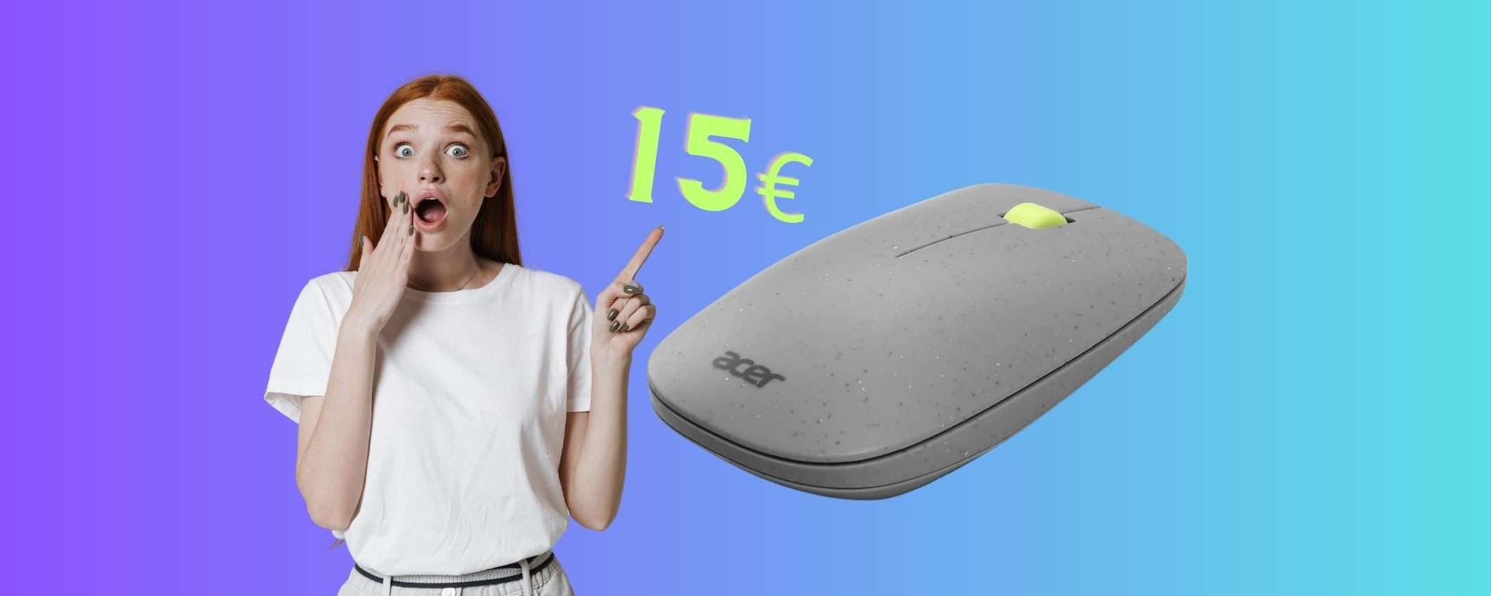 Acer: mouse wireless elegante e compatto a 15€ su Amazon (-37%)