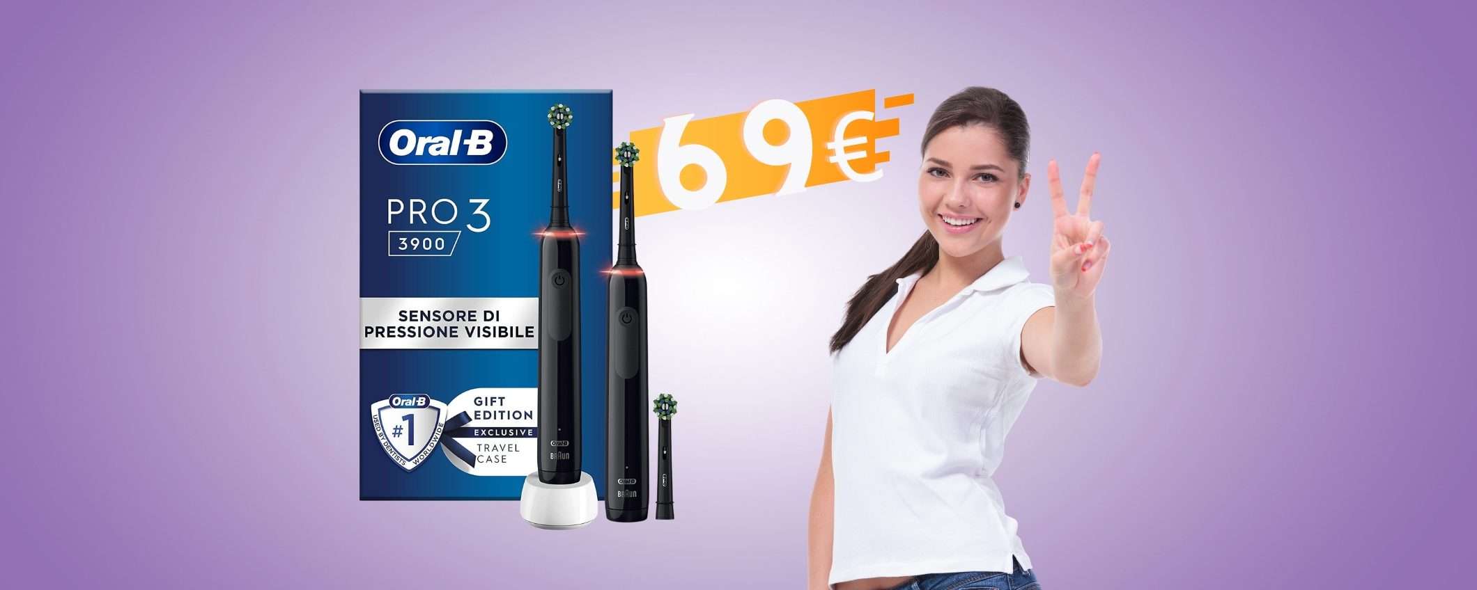 Amazon FUORI TUTTO: 2 spazzolini elettrici Oral-B Pro 3 a 69€ (-24%)