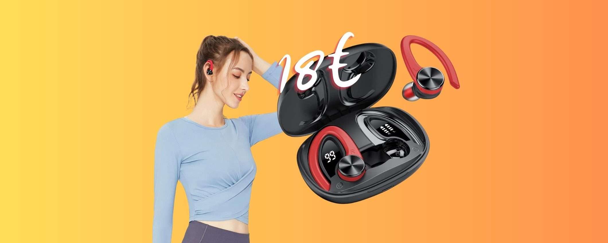 Auricolari Bluetooth per gli sportivi a 18€ con DOPPIO SCONTO