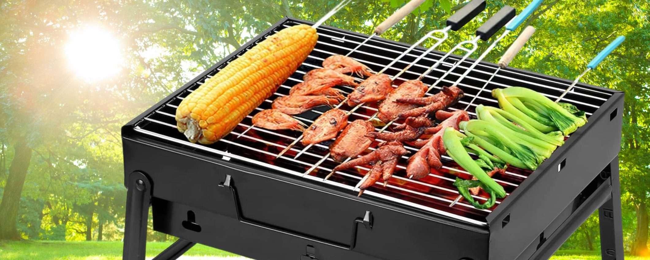 Barbecue portatile di ottima qualità a prezzo GRIGLIATO su Amazon (21€)