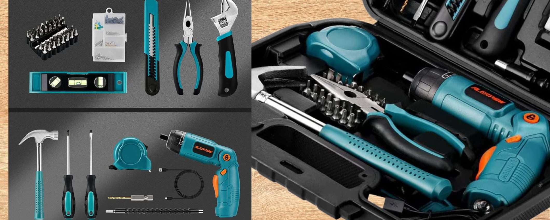 Cassetta attrezzi 11 in 1 con avvitatore elettrico a 35€: sconto BOMBA (-40%)