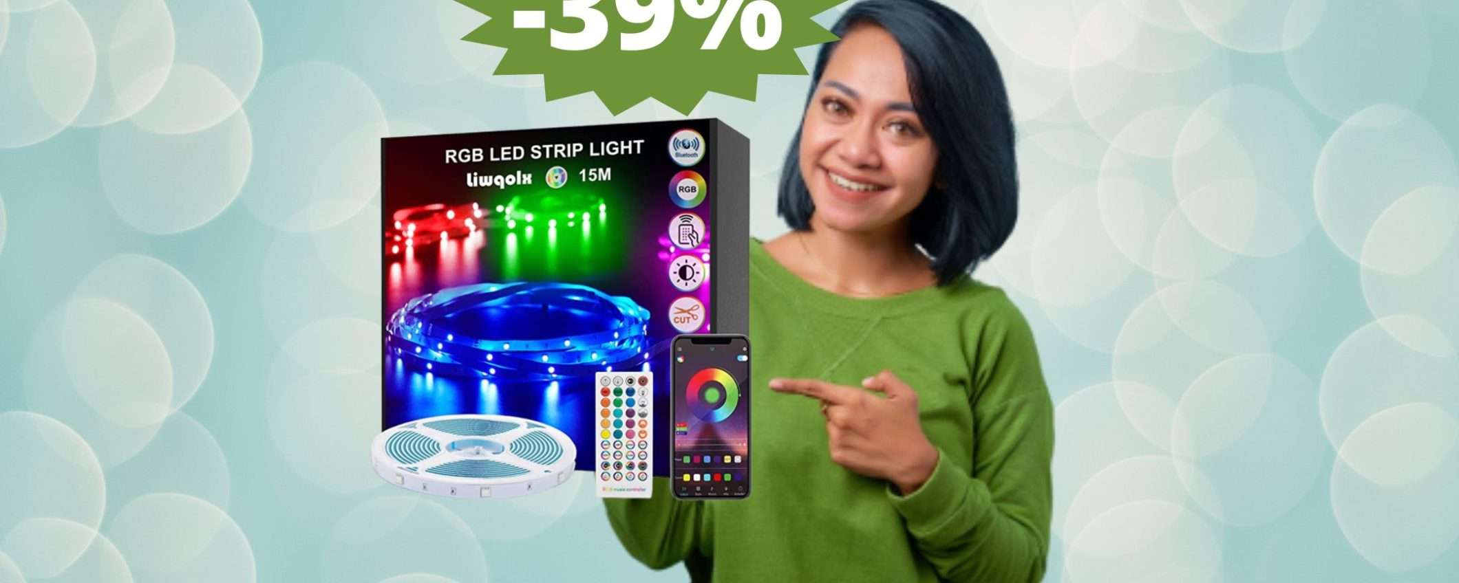 Striscia LED RGB 15 metri: la più venduta su Amazon in super sconto