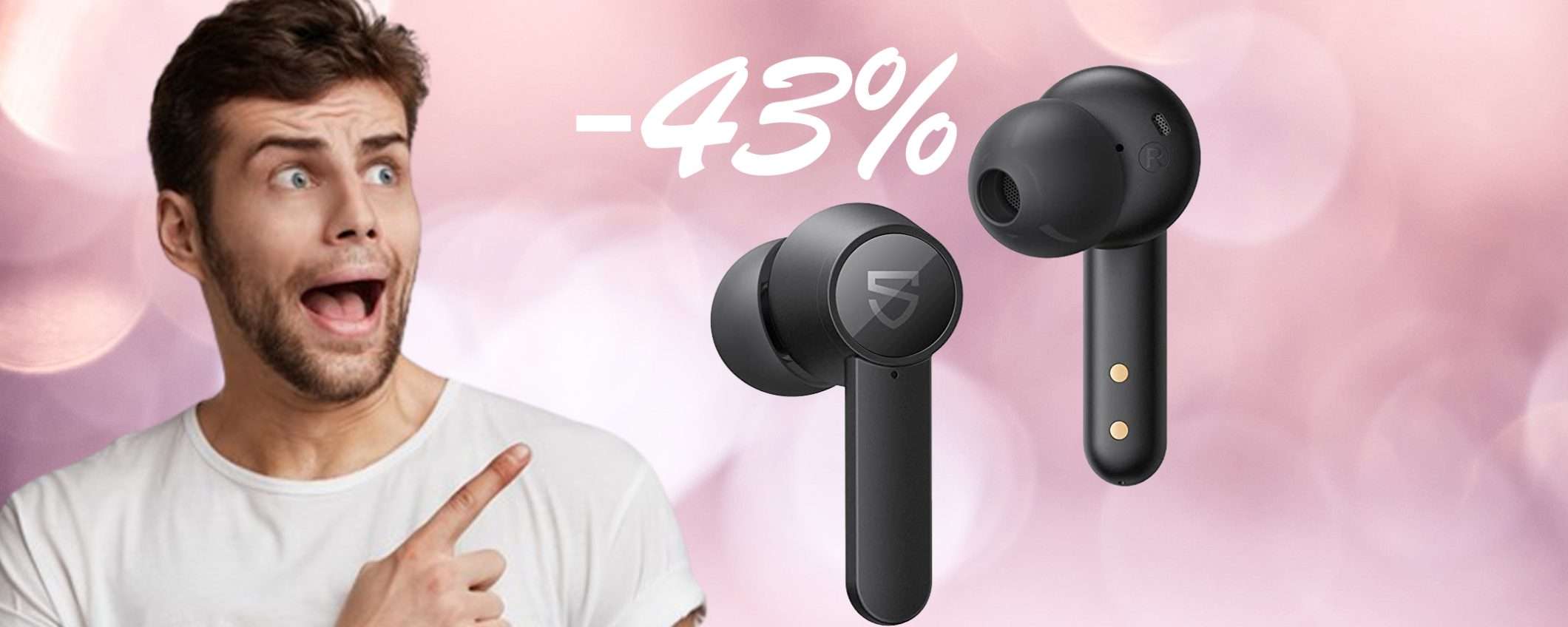 Cuffie Bluetooth 5.0 con ricarica wireless: sconto FOLLE del 43%