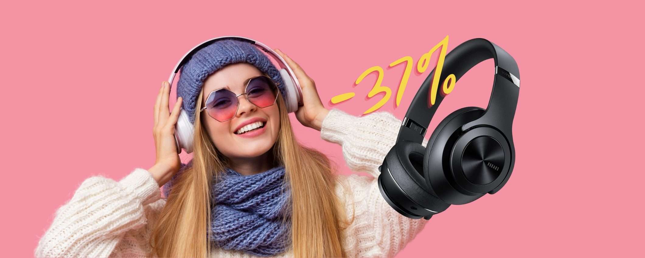 Cuffie Wireless con 3 modalità di EQ e autonomia di 40 ore (-37%)