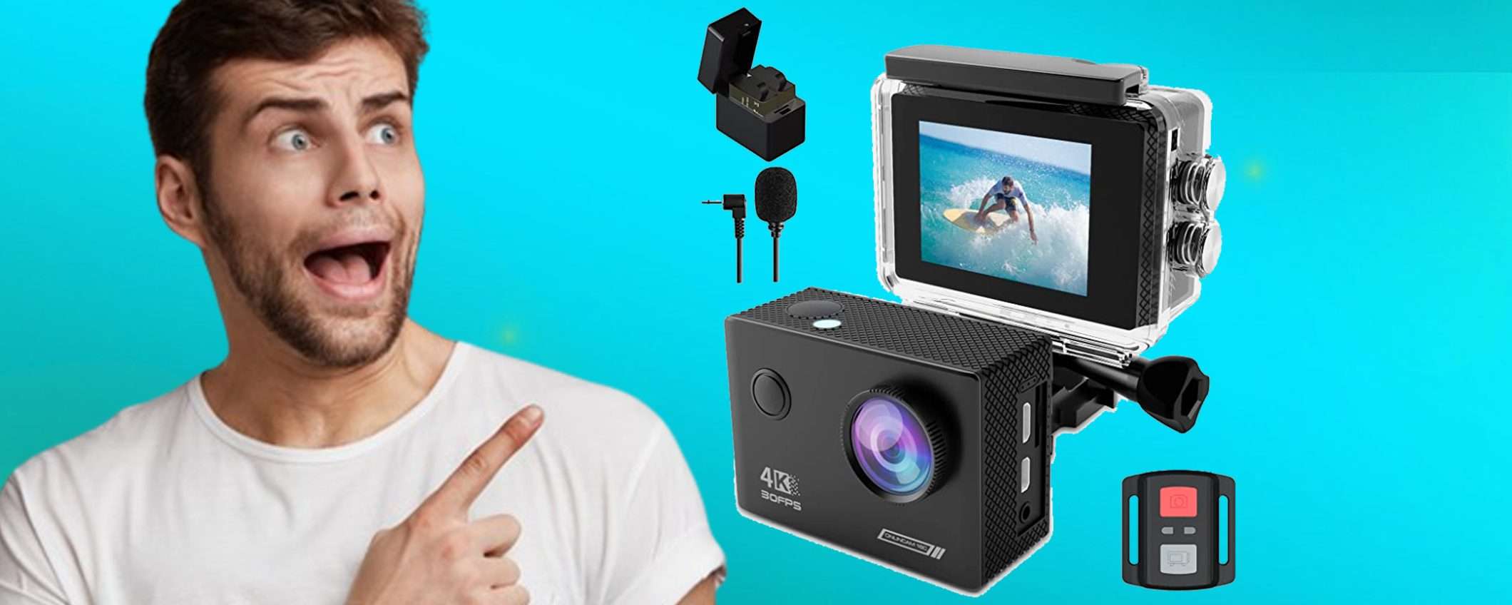 Fantastica Action Cam 4K Ultra HD con sconto IMPERDIBILE su Amazon