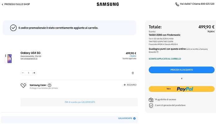 galaxy a54 carrello