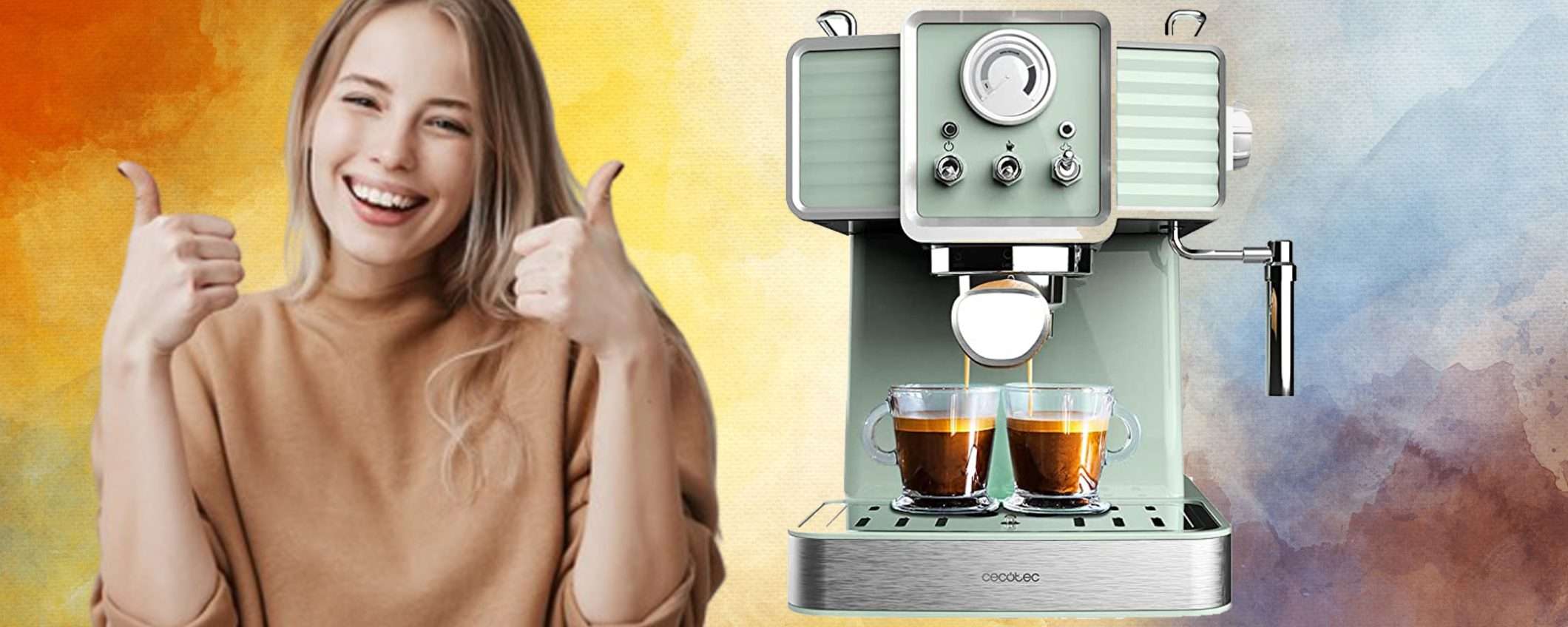 Macchina per caffè espresso e cappuccino: sconto FOLLE su Amazon (-38%)