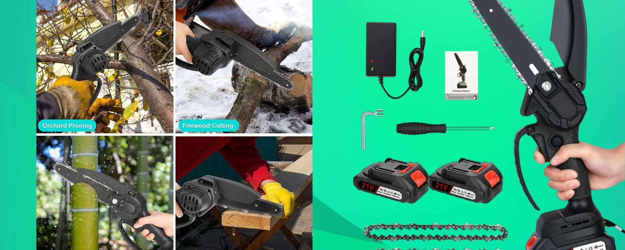 Motosega con 2 batterie e accessori a prezzo TAGLIATISSIMO su Amazon (54€)