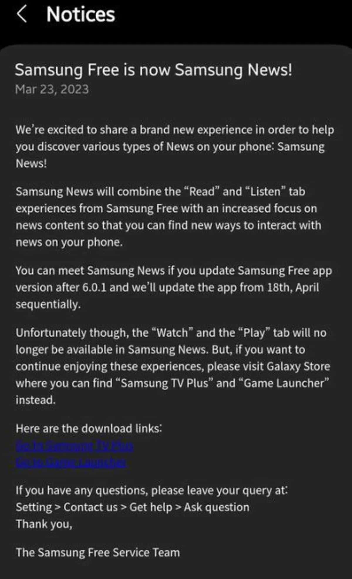 Samsung Free cambia in Samsung News