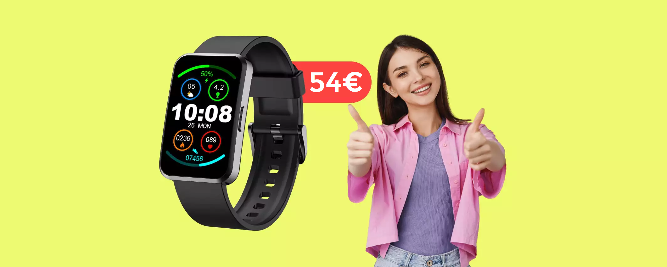 Smartwatch impermeabile con cardiofrequenzimetro: una BOMBA a 54€