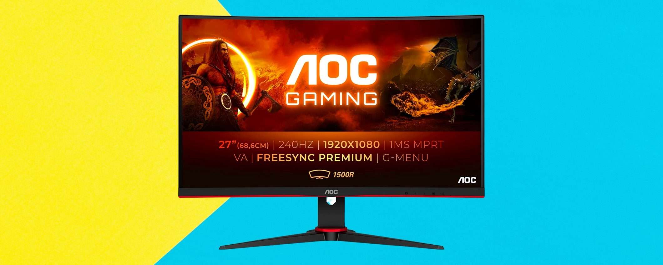 AOC Gaming: Monitor curvo da 27 pollici FHD, prezzo RIDICOLO