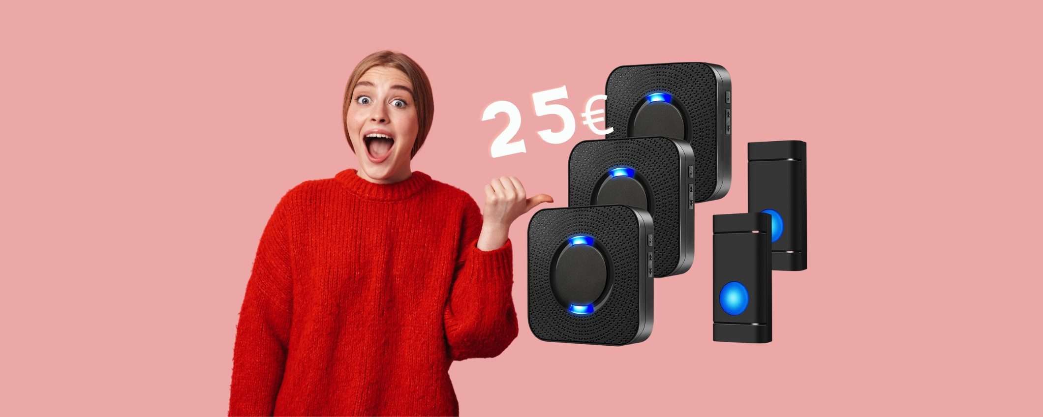 2 campanelli wireless impermeabili con 3 ricevitori a 25€ su Amazon