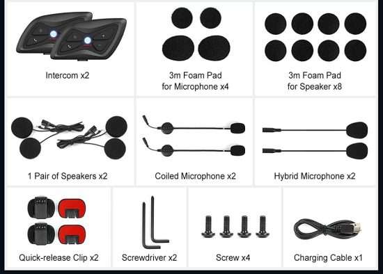 Interfono per moto con auricolari Bluetooth: kit da 2 pezzi a prezzo BOMBA  (99€)