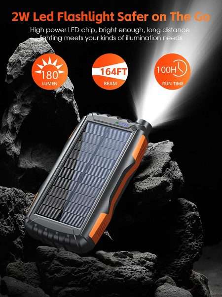 Power Bank solare con torcia led e bussola