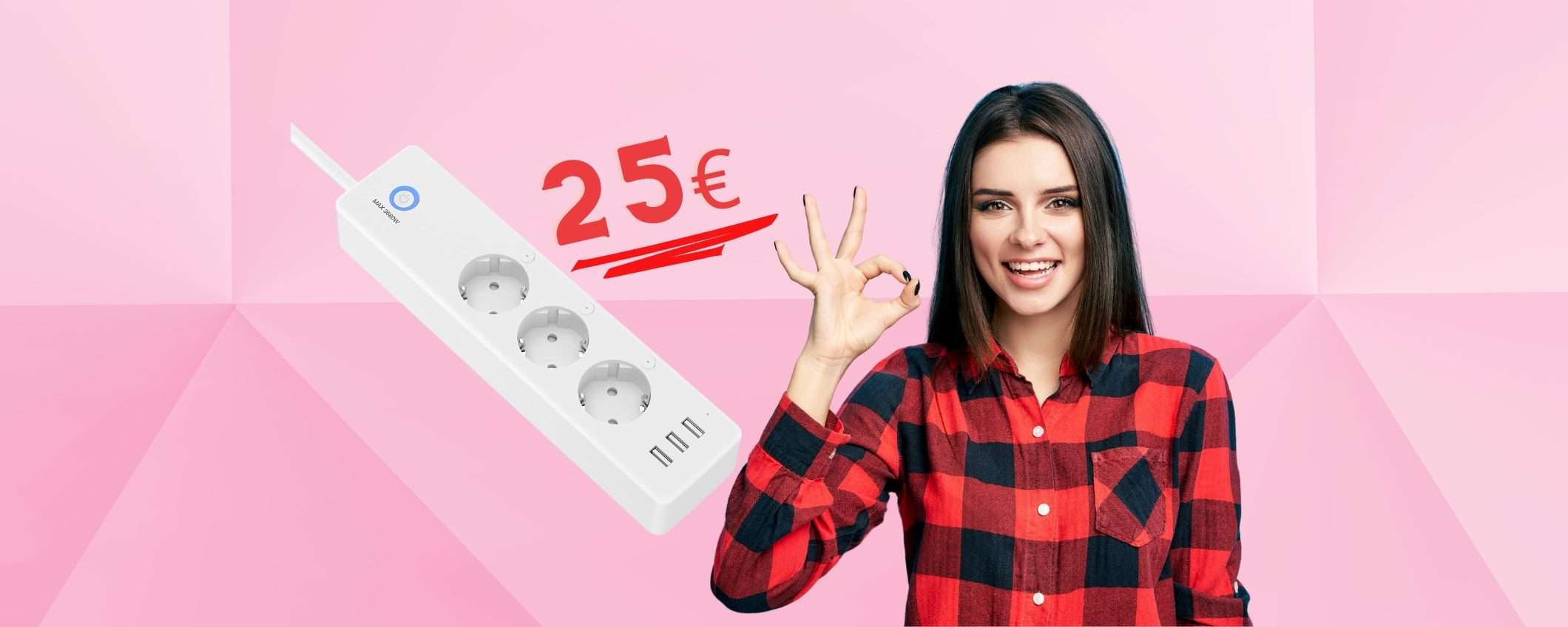 Ciabatta WiFi con 3 prese e 3 USB che controlli con l'app ad appena 25€