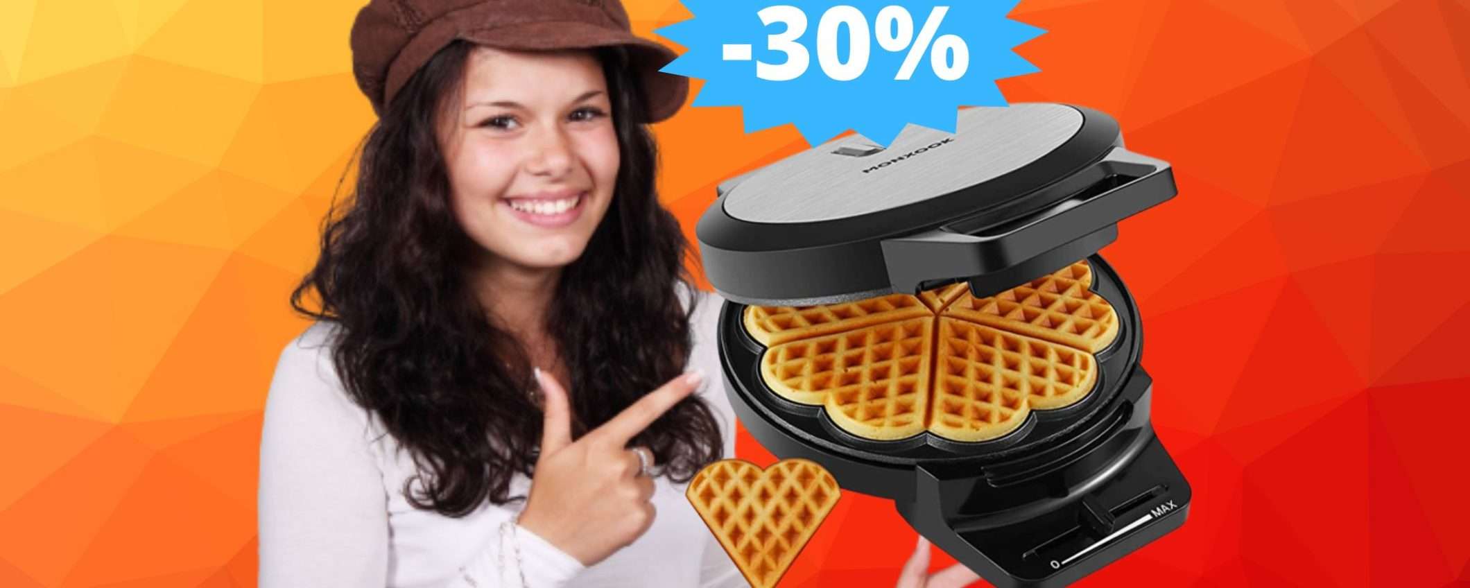 Piastra per waffle a forma di cuore: prezzo BOMBA su Amazon