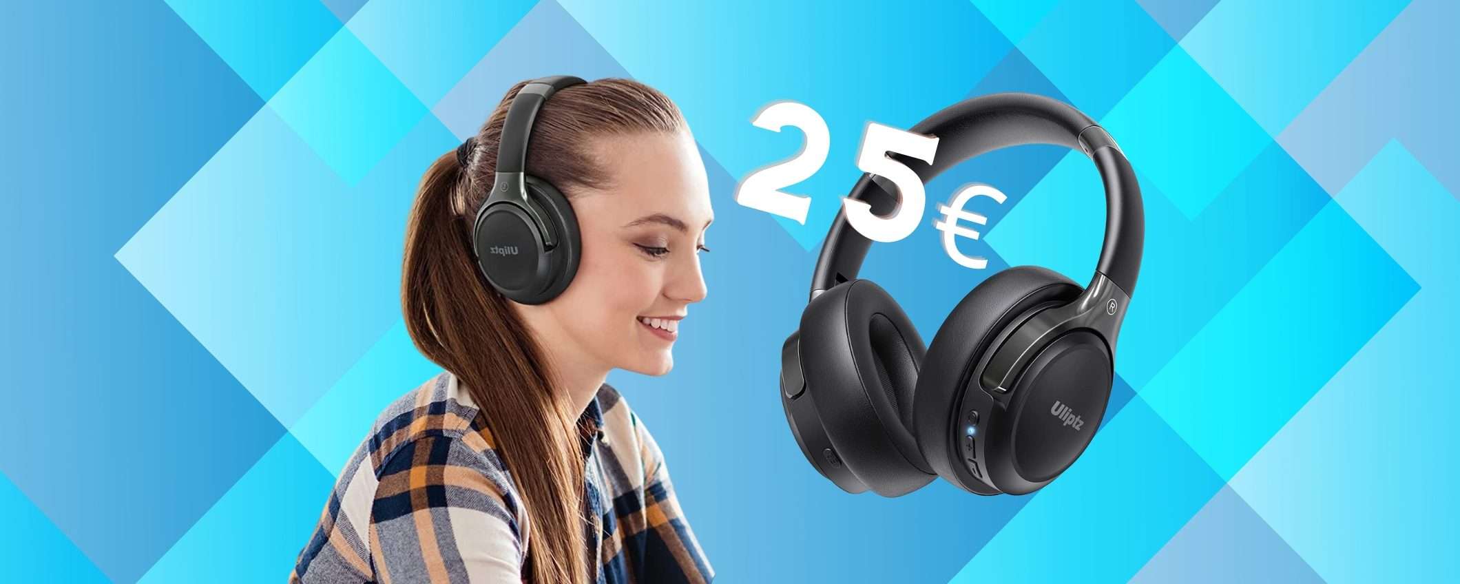 Cuffie Wireless con 65h di autonomia e 6 modalità di audio a 25€