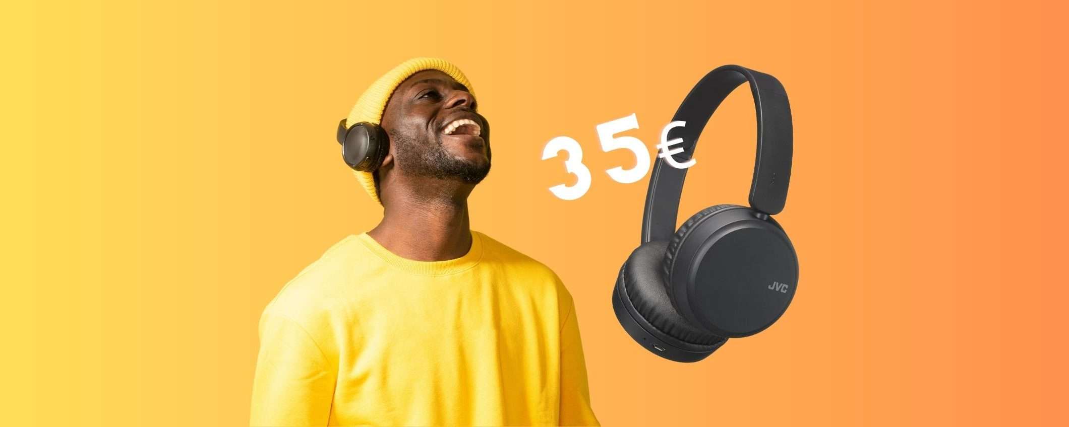 JVC: cuffie Bluetooth pieghevoli con 17h di autonomia a 35€