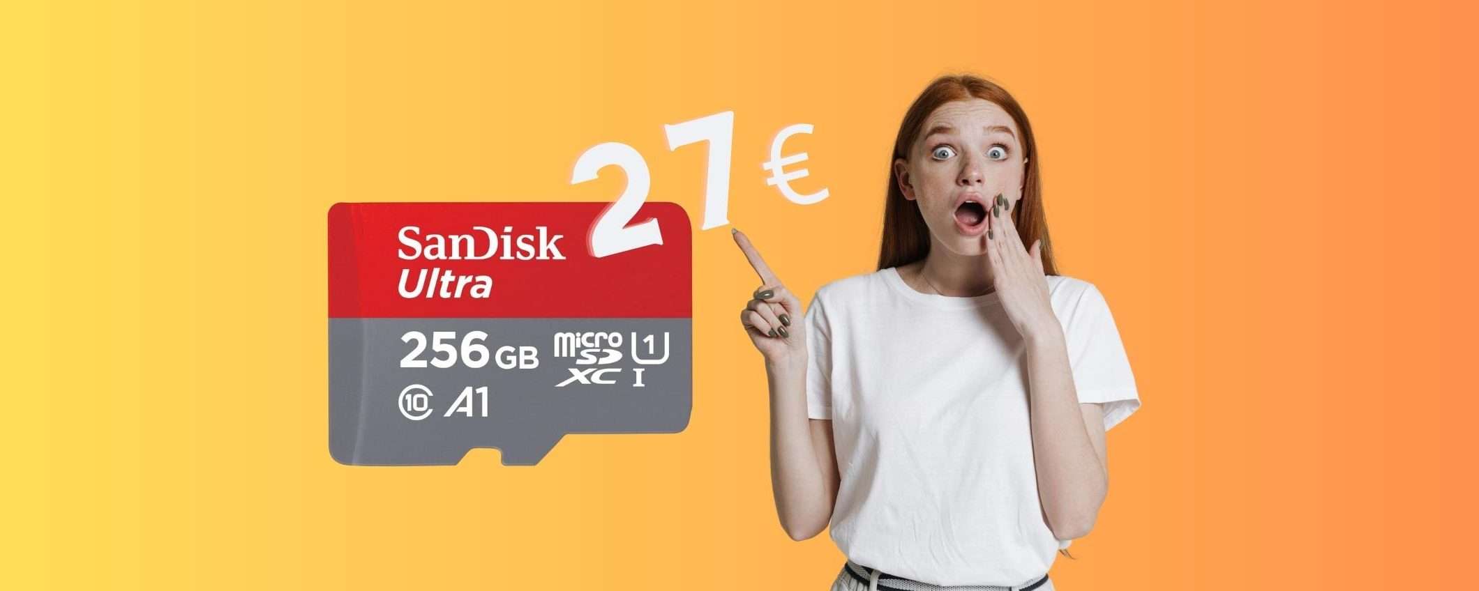 SanDisk Ultra: microSD da 256 GB a prezzo SHOCK su Amazon (27€)