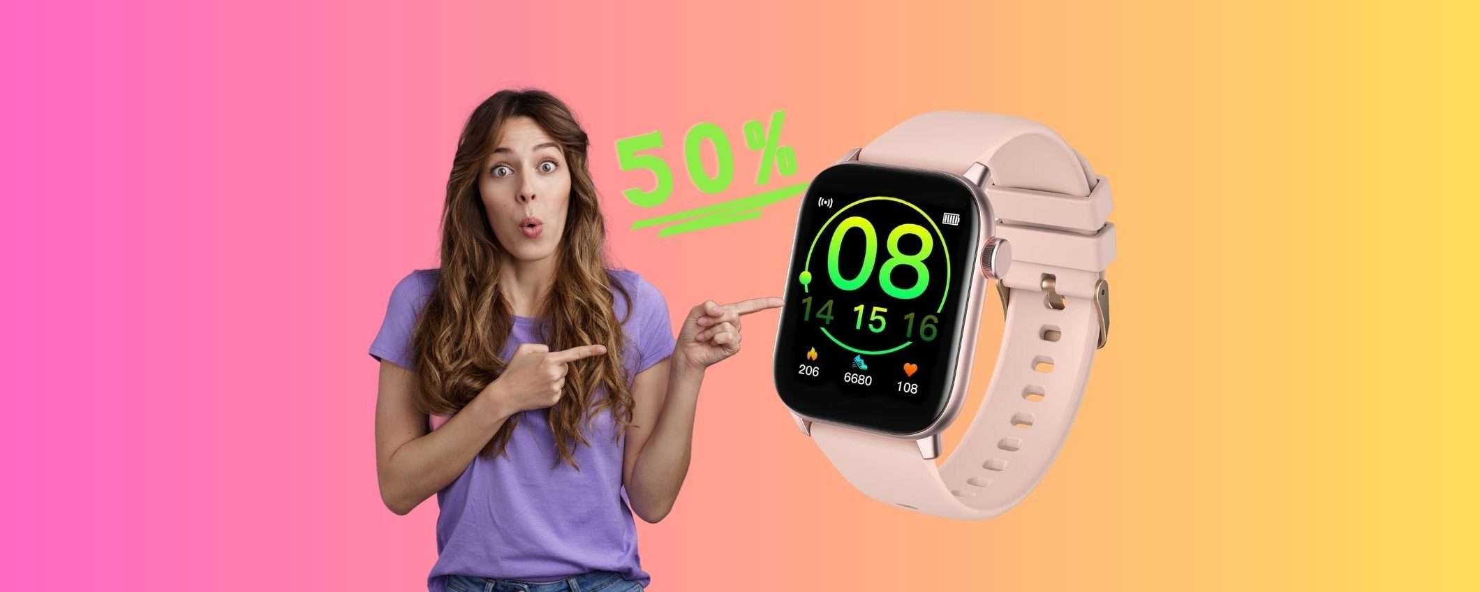 Smartwatch impermeabile con 10gg di autonomia al 50% su Amazon