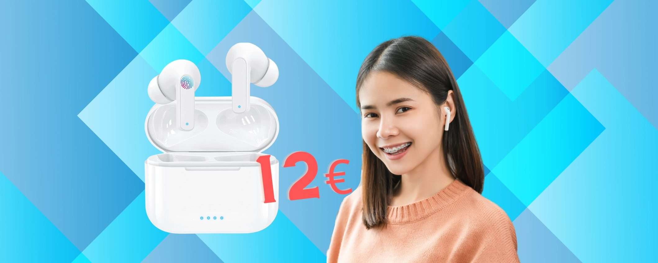 Soicear: auricolari wireless IPX5 con 8h più 30h di autonomia a 12€