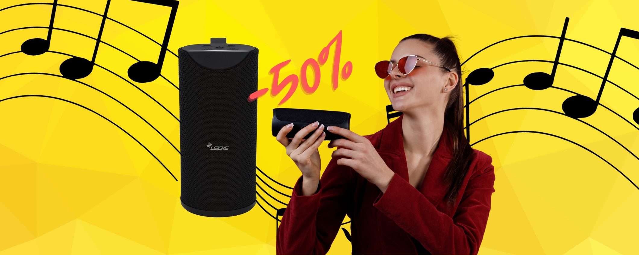 Speaker Bluetooth portatile potente e con 10h di autonomia al 50%