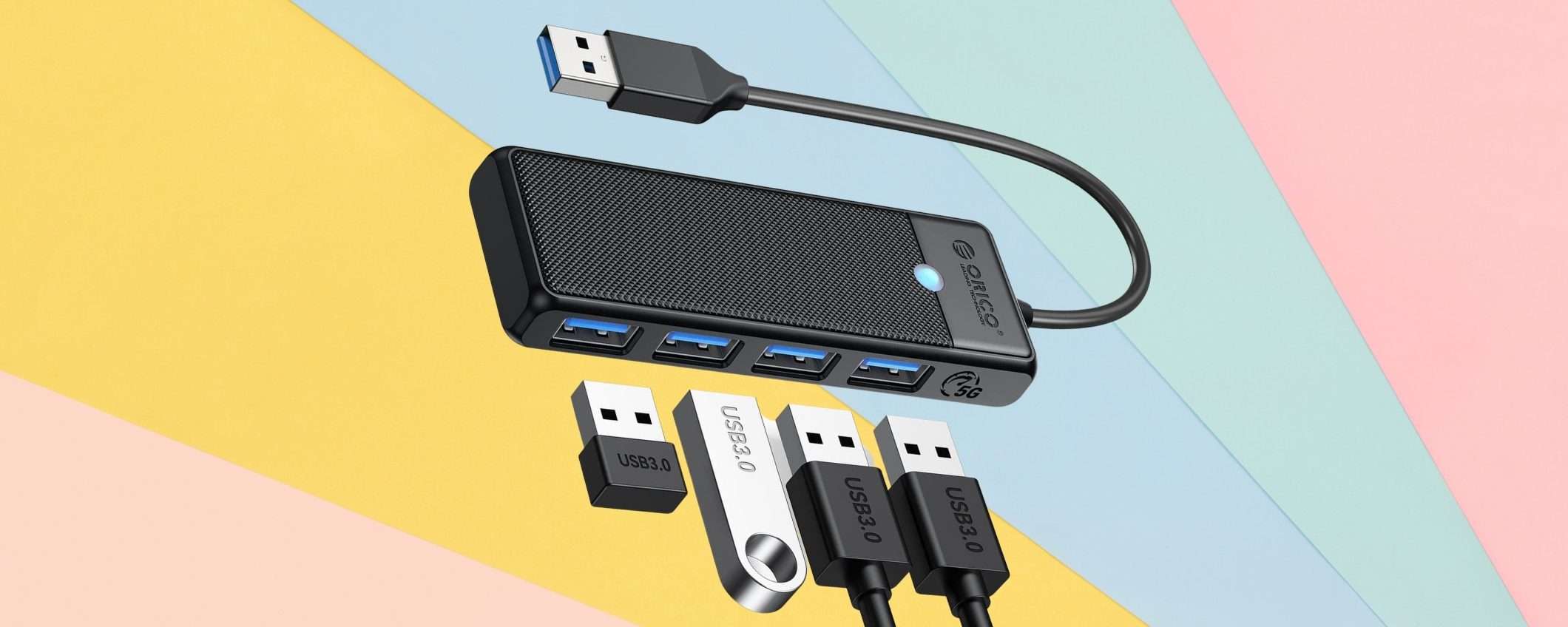 HUB USB 4 in 1 con 3.0, per 5€ ti conviene averlo sempre in borsa