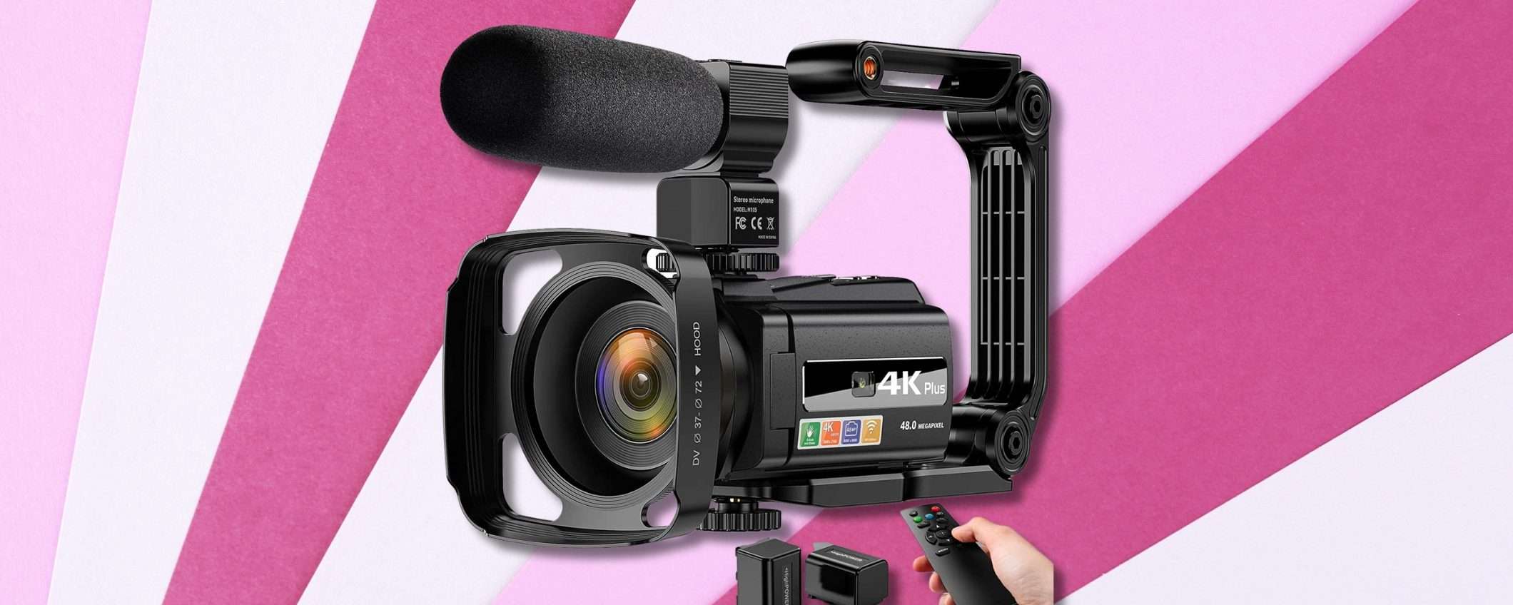 Altro che minidv, videocamera 4K con microfono e stabilizzatore: TOP