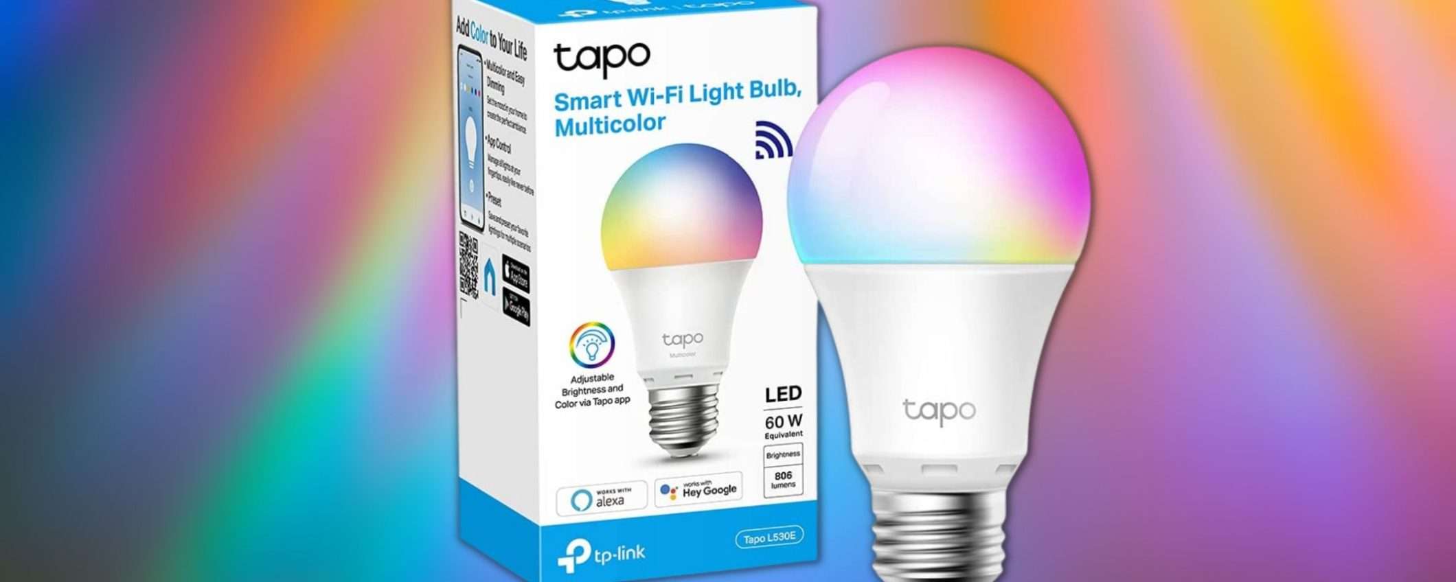 Lampadina Smart WiFi E27: 16 milioni di colori a 2,99 euro (codice Amazon)