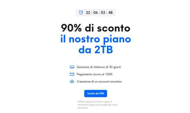 Offerta Internxt piano 2TB