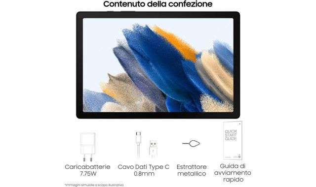 Samsung Galaxy Tab A8 contenuto confezione