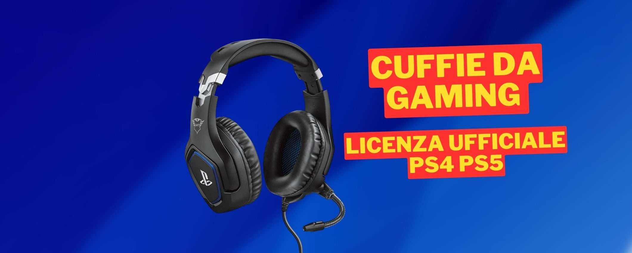 Cuffie da gaming Trust con licenza PS4 e PS5 al 44% di sconto su Amazon