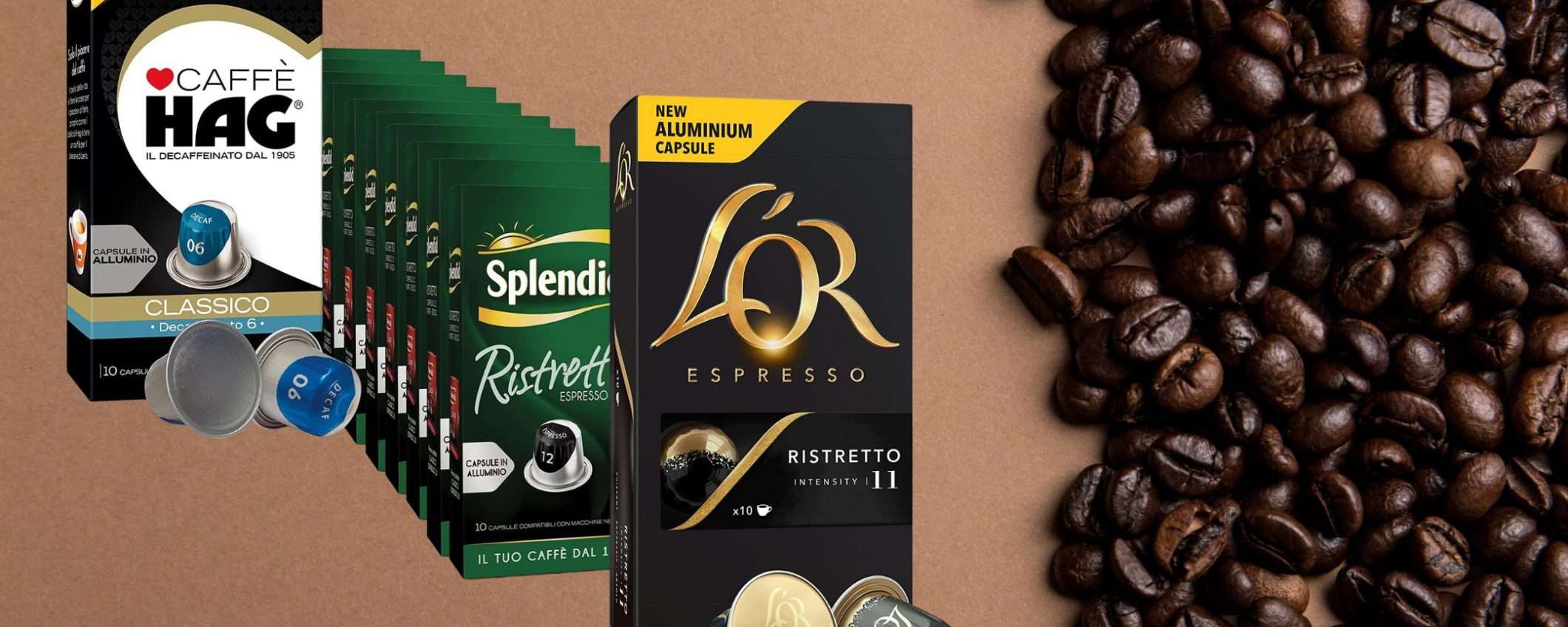 Amazon FUORITUTTO folle su caffè compatibile Nespresso (HAG, L'OR, Splendid)