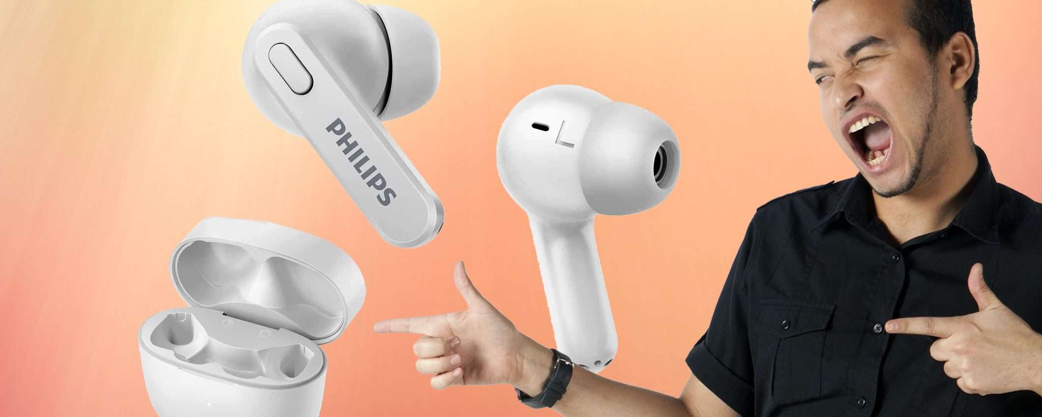 Auricolari Philips wireless con 18 ore di riproduzione al prezzo MINI (-42%)