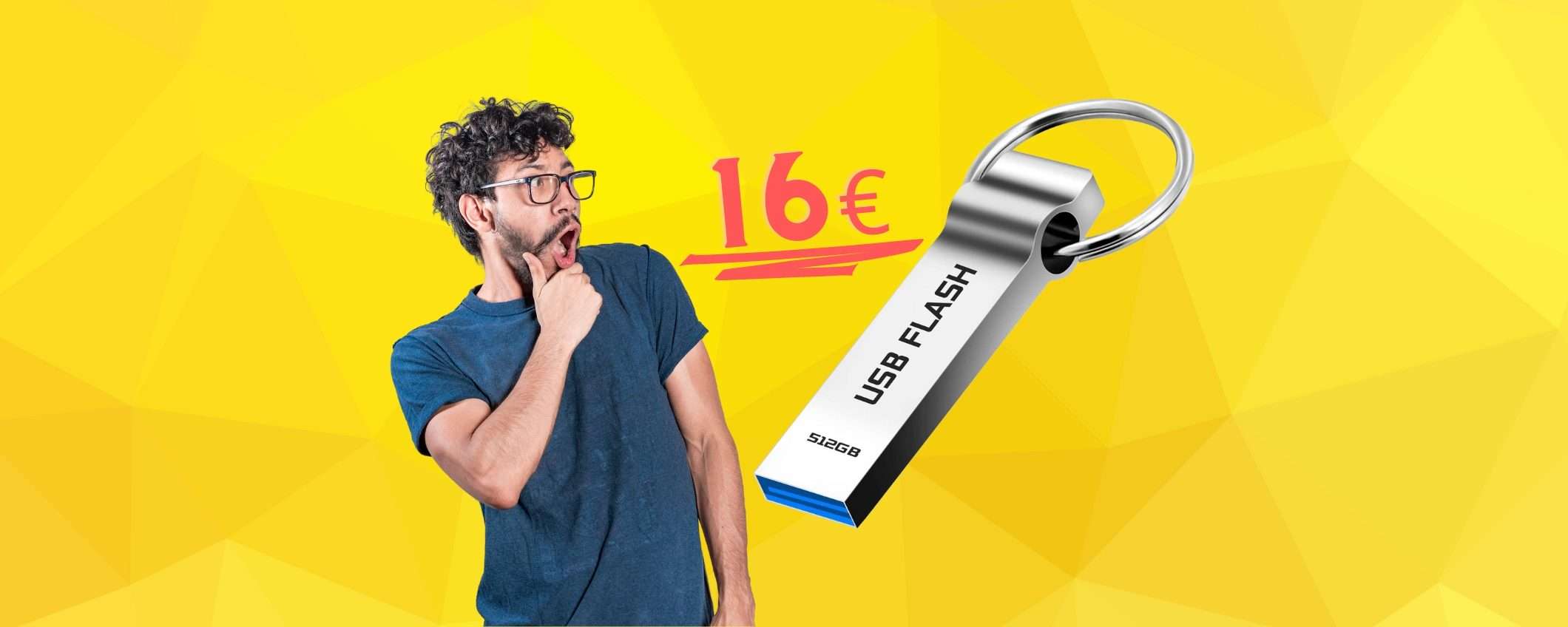 Chiavetta USB da 512GB a PREZZO MINUSCOLO: circa 16€ su Amazon