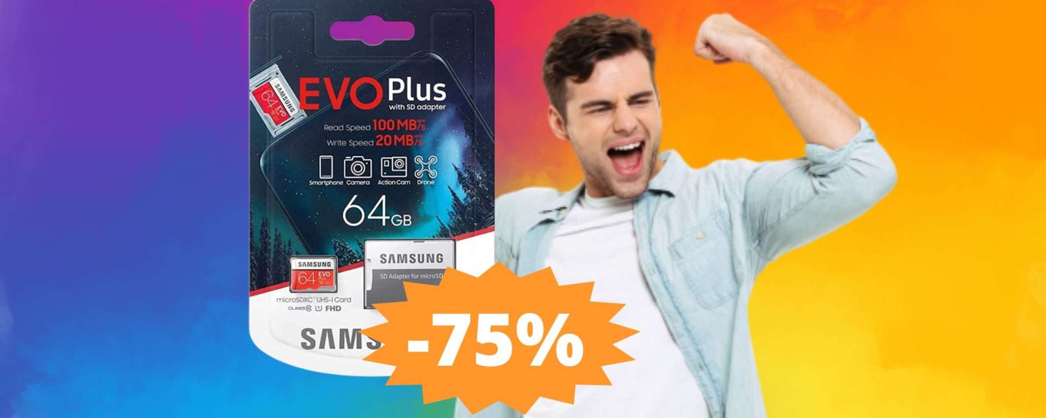 Samsung Evo Plus Memoria Flash da 64 GB: prezzo BOMBA (-75%)