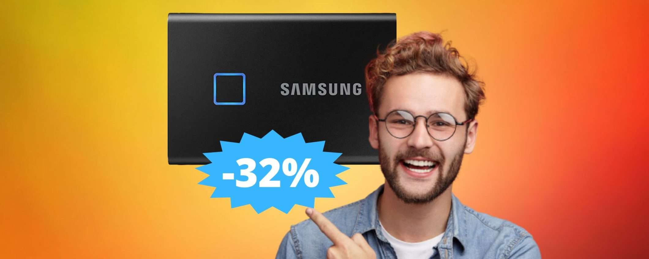 Samsung T7 Touch SSD 2TB: velocità e sicurezza ad un prezzo speciale